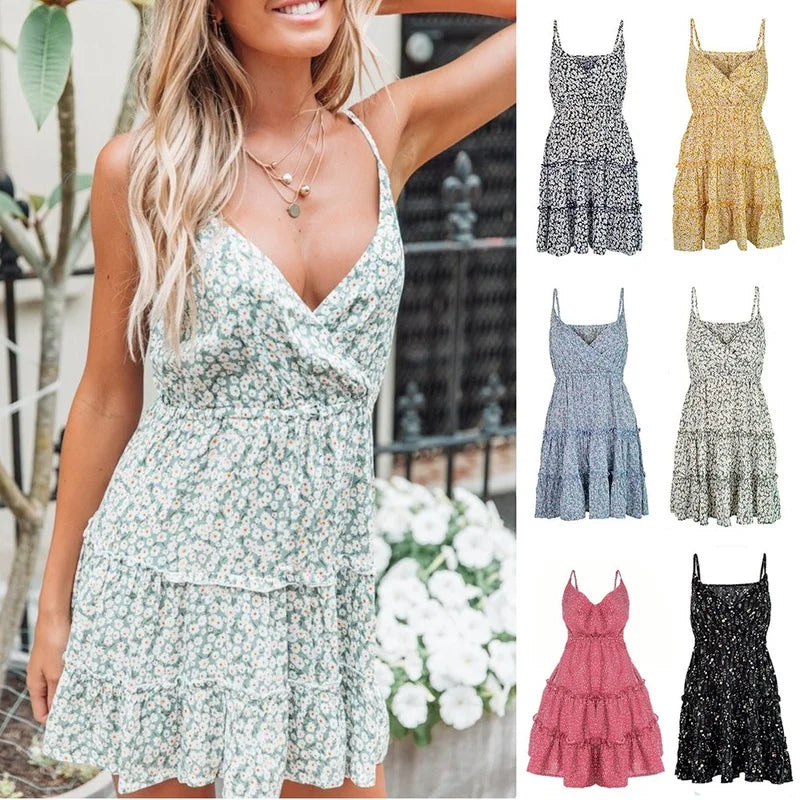 Savings Event fashionable quilted coatFloral Slip Dress Women Sun Cami Dresses Elegant Basic for Teen Girls Harajuku Summer 2023