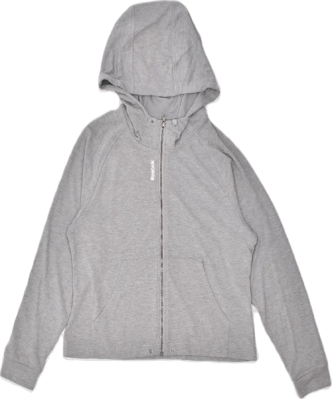 Great Deals minimal hoodieREEBOK Womens Loose Fit Zip Hoodie Sweater UK 14 Medium Grey Cotton