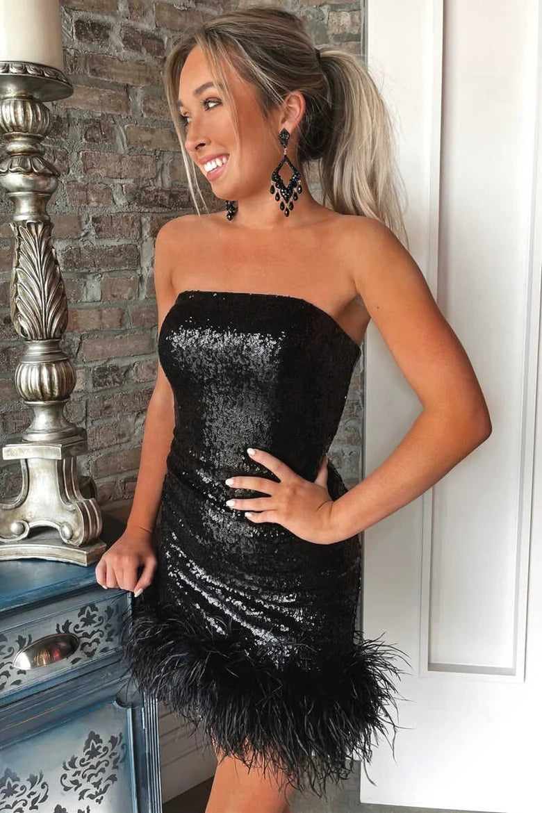 Extra Savings sleek dressSequins Sheath Strapless Empire Homecoming Party Dress