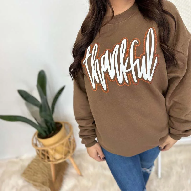 Act Now graphic hoodieathletic streetwear sweatshirtThankful Crewneck Sweatshirt
