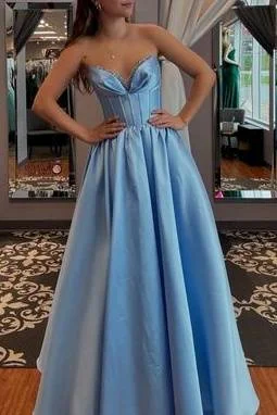 Deal of the Week ruffle dressA-Line V-Neck Sleeveless Empire Long Satin Party Prom Dress