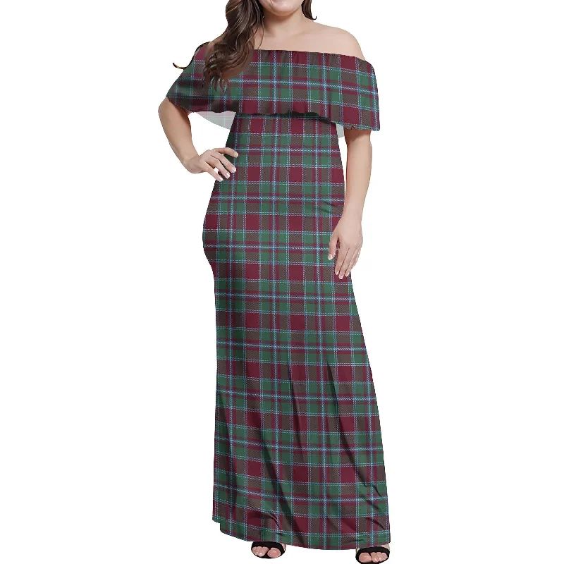 Extra Savings Spence (Spens) Tartan Off Shoulder Long Dress