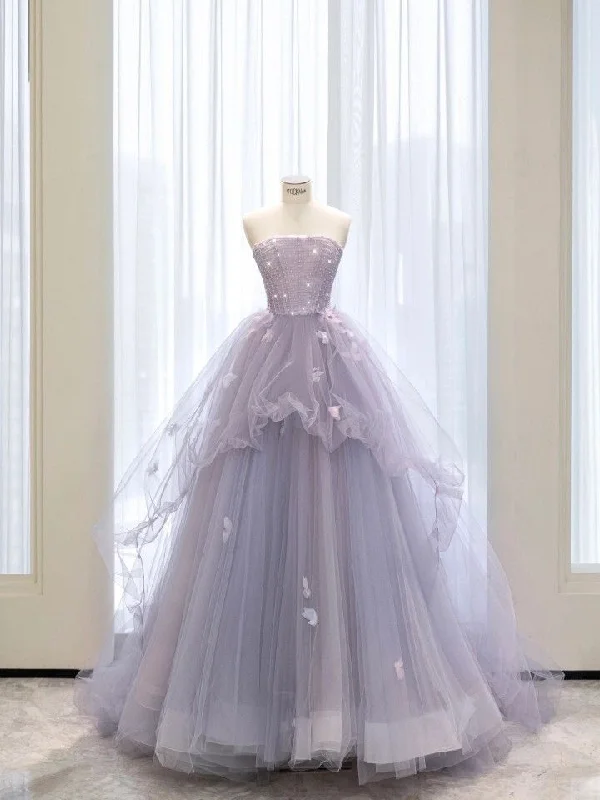 Midnight Sale trendy wrap dressStrapless A-line Tulle Princess Dress,Chic Tulle Ball Gown  Y4498