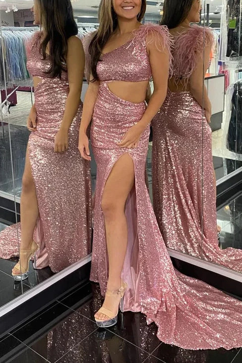 Discount Days floral midi dressGlitter Trumpet One Shoulder Sleeveless Empire Prom Dress With Train