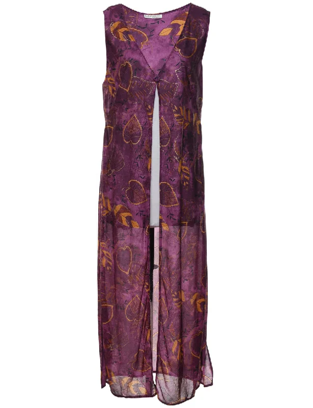 Don't Miss insulated winter jacketLeafy Print Purple Waistcoat - L