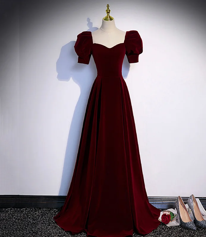 Early Bird Discount sleek dressBurgundy velvet long prom dress evening dress  s88