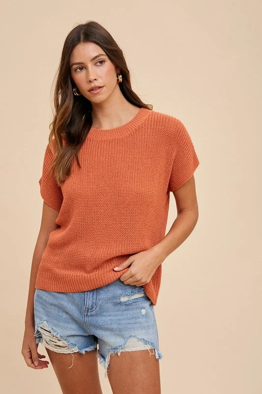 Limited Availability casual hoodiefitted workout sweatshirtAnnie Wear Round Neck Short Sleeve Sweater