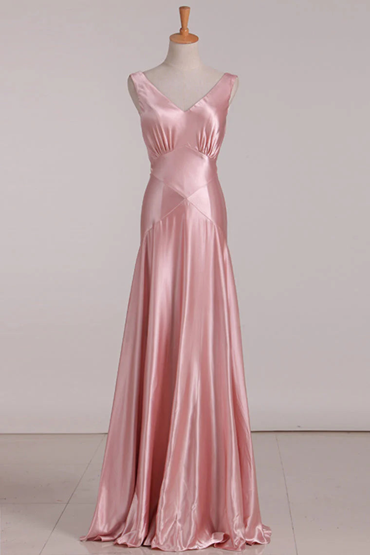 Must-Have Deals casual dressCute A-Line V-Neck Sleeveless Empire A-Line Bridesmaid Dress