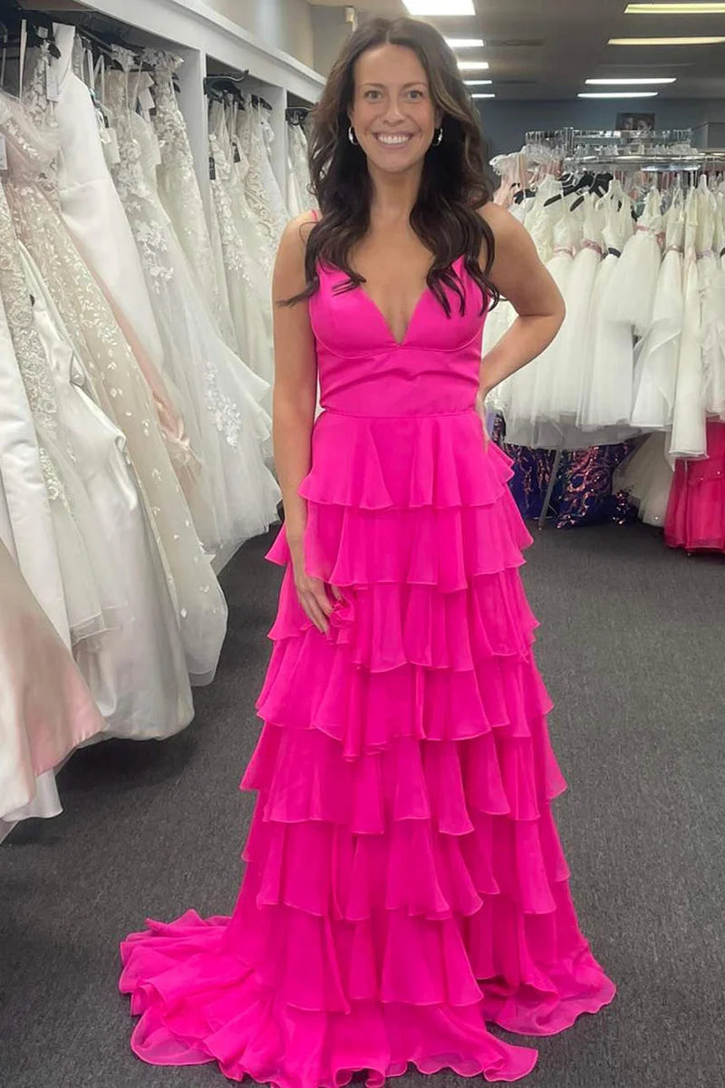 Today’s Special velvet dressChic Satin A-Line V-Neck Spaghetti Straps Tiered Prom Dress