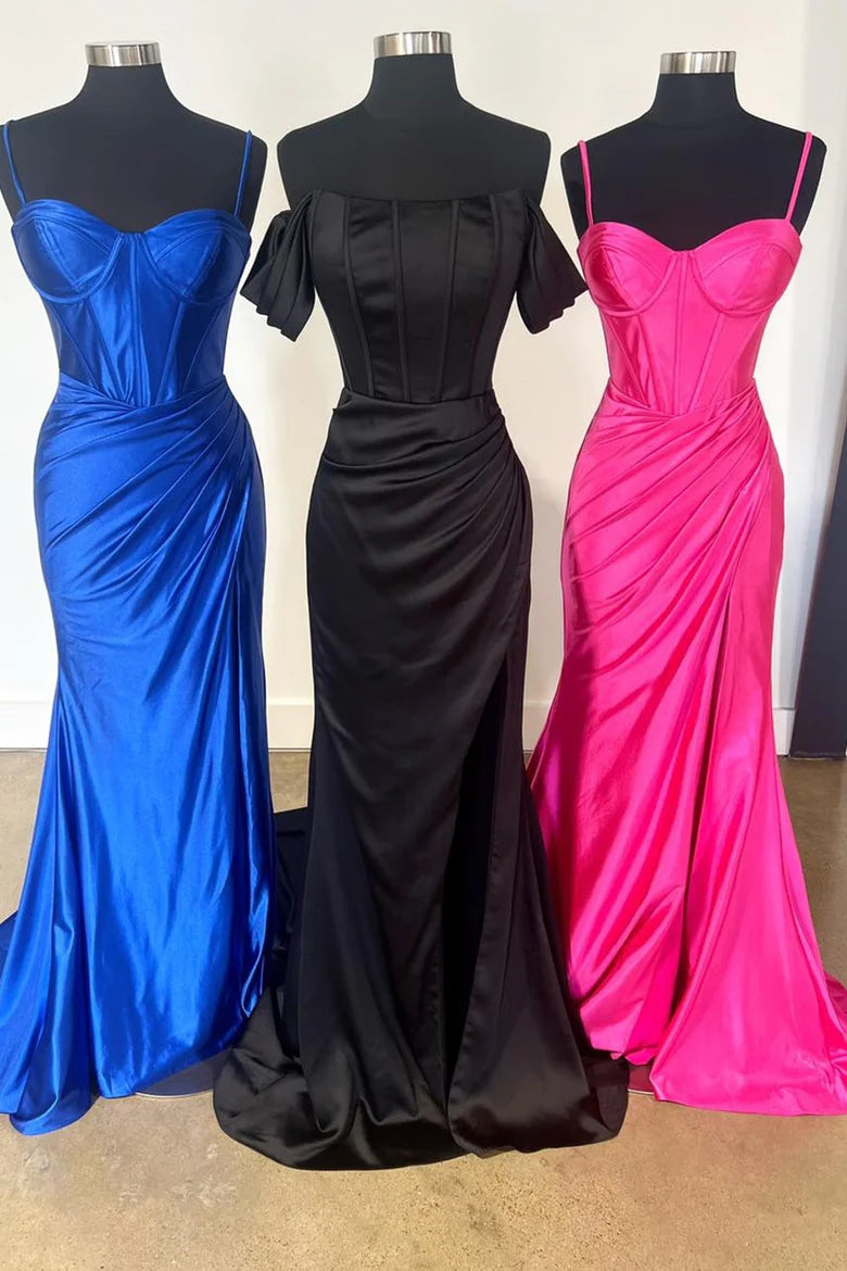 Deal of the Day pleated dressSweetheart Spaghetti Straps Empire Ruched With Train Prom Dress