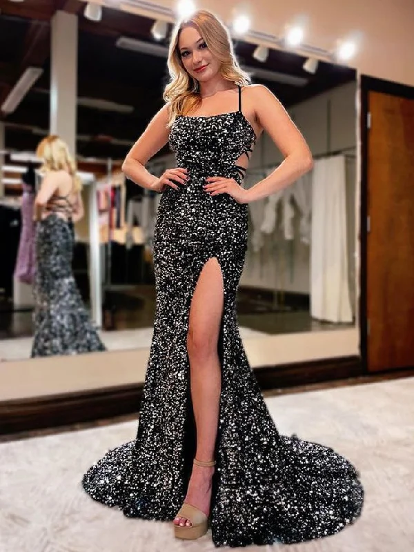 Daily Specials ruched dressGlitter Mermaid Scoop Neck Sequins Long Prom Dresses Y4415