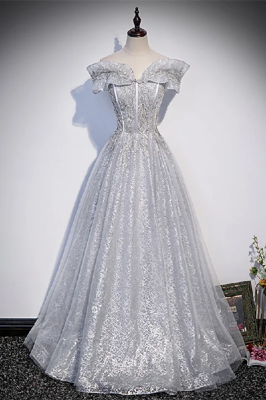 Stock Clearance shift dressGrey A-line Off-the-Shoulder Applique Beaded Lace-Up Long Formal Dress Stock Clearance shift dressGrey A-line Off-the-Shoulder Applique Beaded Lace-Up Long Formal Dress