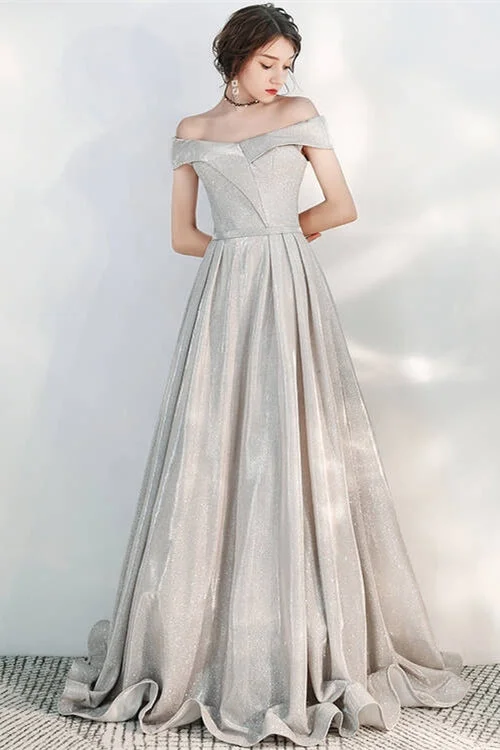 Daily Specials relaxed fit dressOff the Shoulder Silver Long Evening Dress