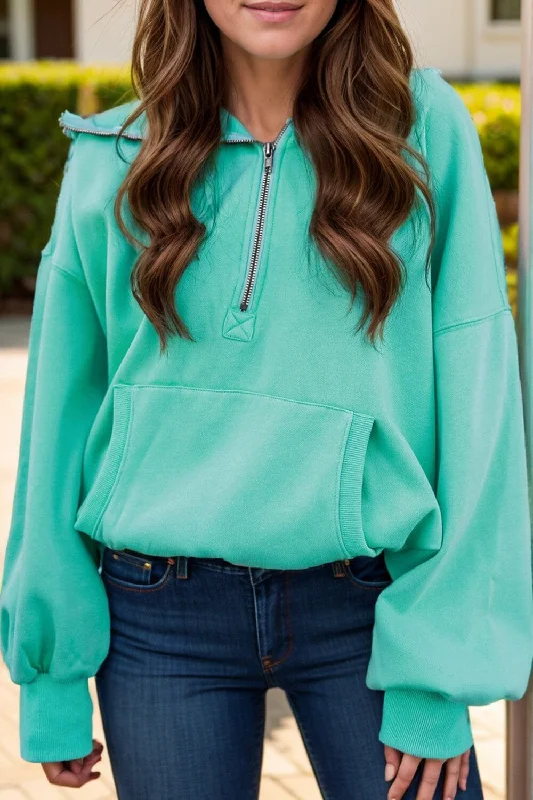 Midnight Madness casual streetwear hoodiesporty casual hoodiePocketed Half Zip Long Sleeve Hoodie