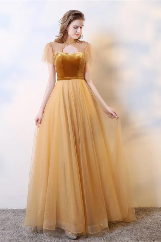 Referral Discount printed dressPrincess Gold A-line Long Party Dress