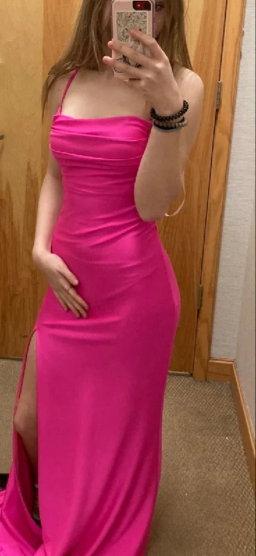 Special Promotion casual day dressElegant Hot Pink Sheath Prom dress With Split,Graduation Dress Y4499