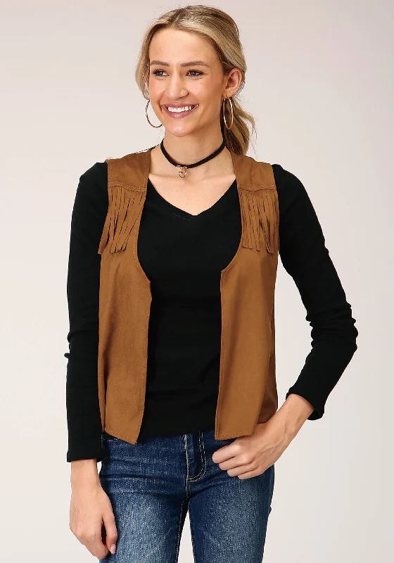 Exclusive Access tailored coatWOMENS BROWN POLY SUEDE VEST