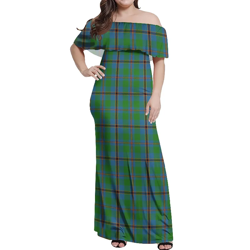 Buy More, Save More Snodgrass Tartan Off Shoulder Long Dress