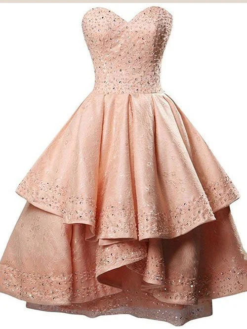 Major Savings High Low Homecoming Dresses Lace Sweetheart Short Prom Dress Chic Party Dress JK710