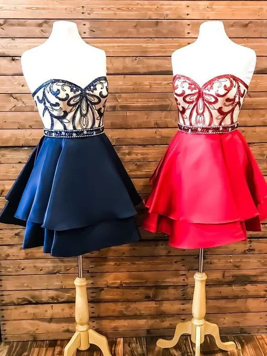 Overstock Cute Red Homecoming Dresses Aline Sweetheart Sparkly Short Prom Dress Party Dress JK862