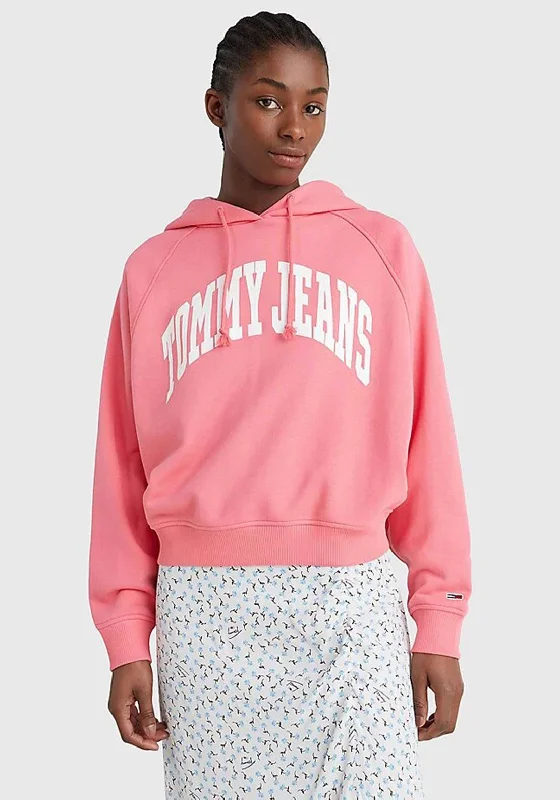 Extra Savings casual hoodie with logoTommy Jeans Womens Relaxed College Hoodie, Garden Rose