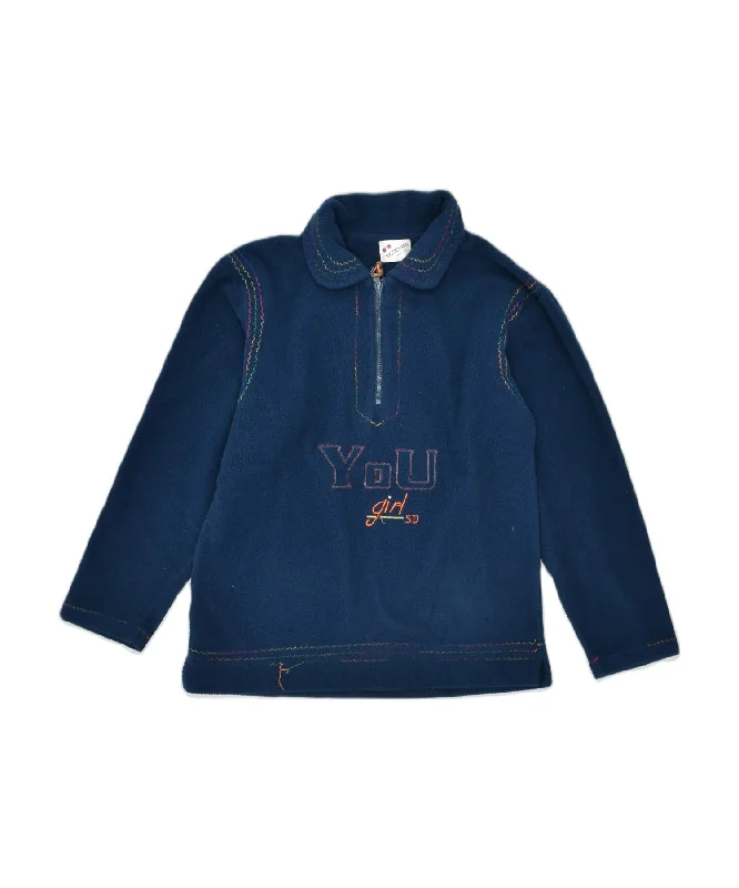 Super Bargain oversized hoodieVINTAGE Womens Fleece Graphic Sweatshirt Jumper UK 16 Large Navy Blue