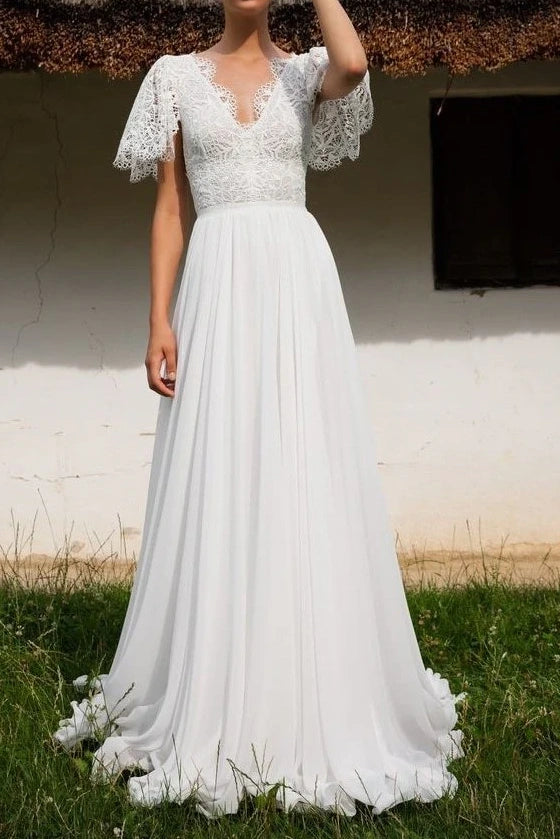 Price Drop casual slip dressV-Neck With Bolero Empire A-Line Long Wedding Dress