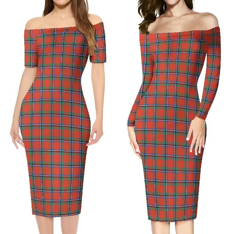 Final Markdown Sinclair Ancient Tartan Off Shoulder Lady Dress