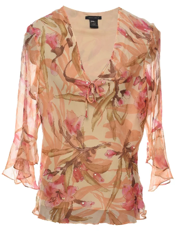 Weekend Special stylish peacoatSilk Floral Evening Top - L