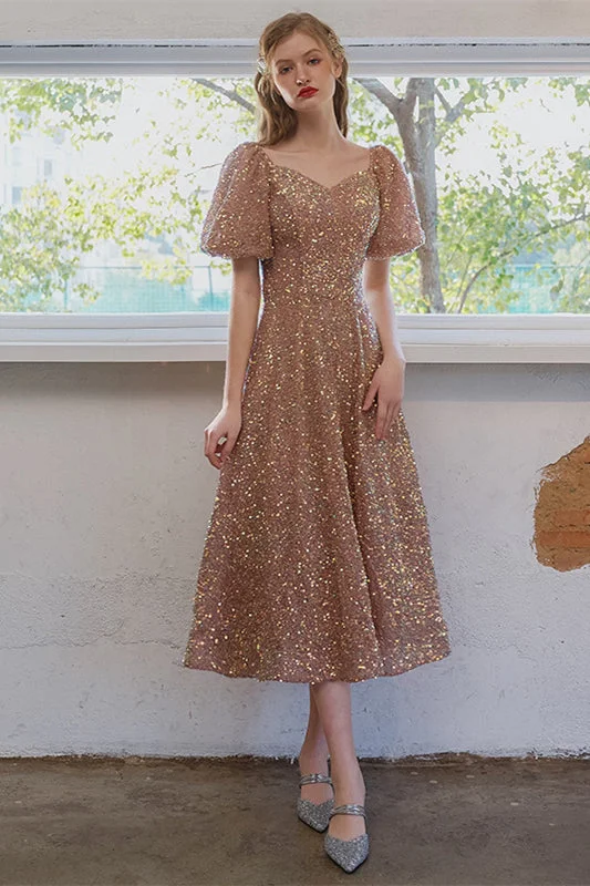 Final Sale bohemian dressStunning Rose Gold Sequined Short Party Dress