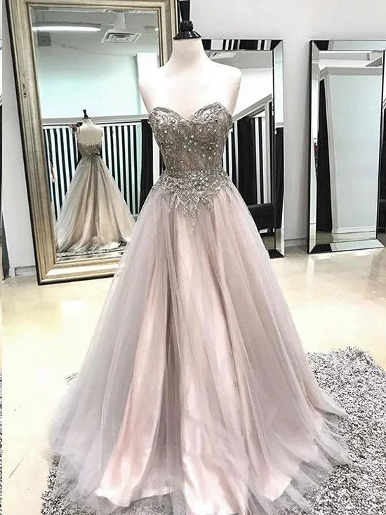 Incredible Offers Sparkly Prom Dresses A-line Sweetheart A Line Tulle Long Prom Dress Sexy Evening Dress JKL1574