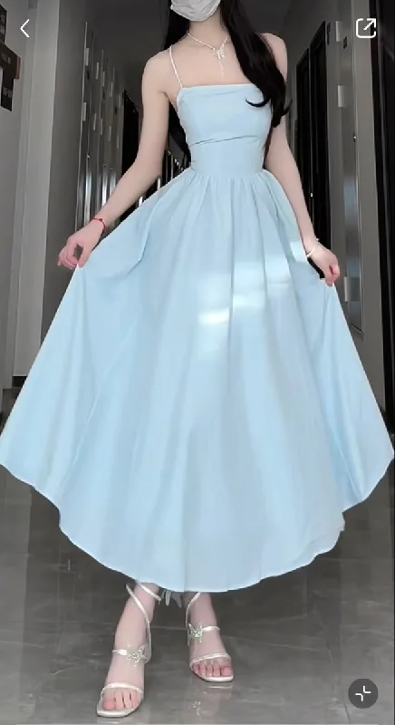 Exclusive Preview boho dressModest A-line Blue Party Dress,Prom Dress For Junior  Y4496