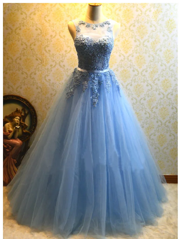 Final Clearance Ball Gown Prom Dresses Scoop Floor-length Tulle Long Sexy Prom Dress JKL487