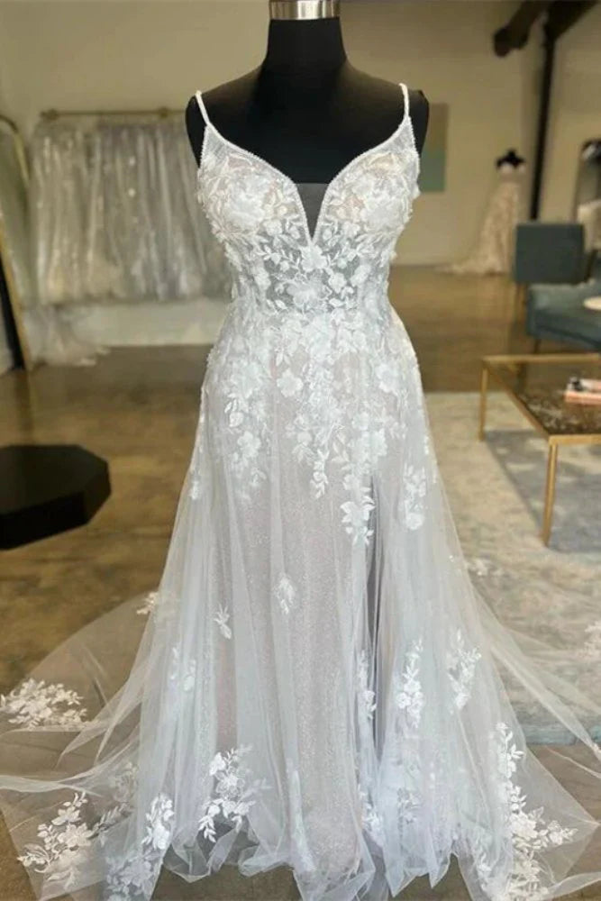 Year-End Sale sleek midi dressSheer Tulle A-Line V-Neck Sleeveless With Train Appliques Wedding Dress Year-End Sale sleek midi dressSheer Tulle A-Line V-Neck Sleeveless With Train Appliques Wedding Dress