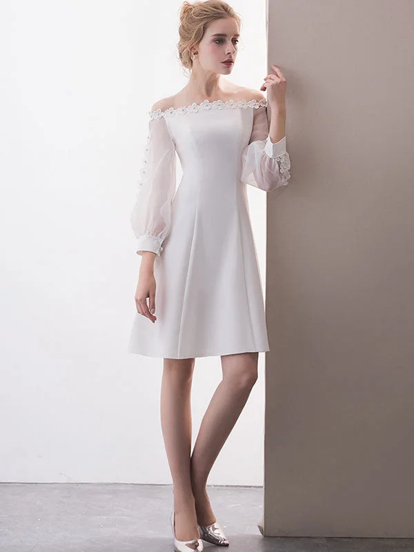 Stock Up and Save Long Sleeve Cute Homecoming Dresses A-line Short Prom Dress Party Dress JK650