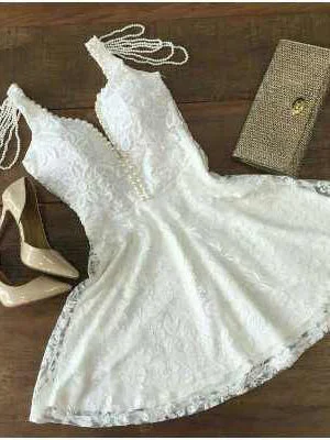 Can't Be Beat Cute Homecoming Dresses A line Straps Beading Lace Short Prom Dress Chic Party Dress JK740
