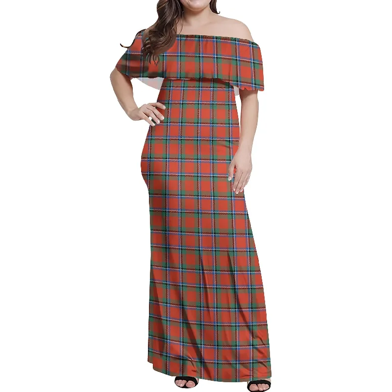 Major Savings Sinclair Ancient Tartan Off Shoulder Long Dress