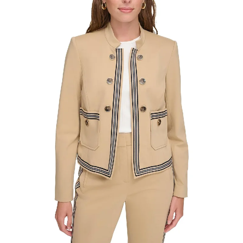 Big Discounts wool coatWomens Cotton Blend Contrast Trim Soft Shell Jacket
