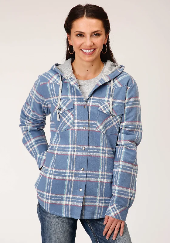 Exclusive Deal high-quality coatWOMENS LONG SLEEVE SNAP THERMAL LINED FLANNEL SHIRT JACKET