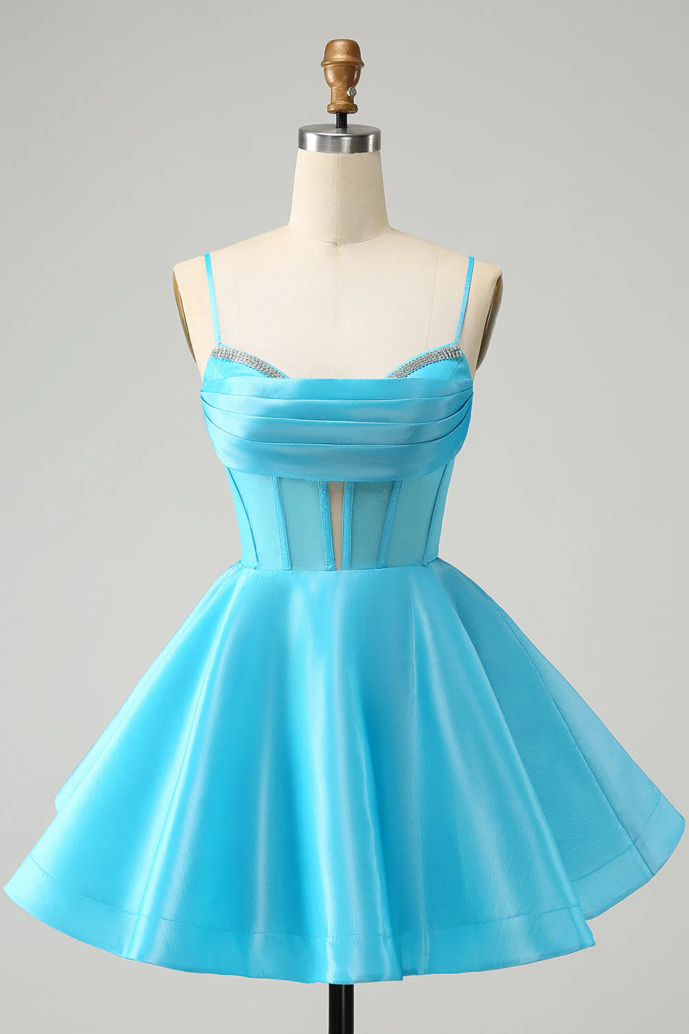 Epic Deals elegant dressElegant Satin A-Line Sweetheart Spaghetti Straps Beaded Homecoming Dress