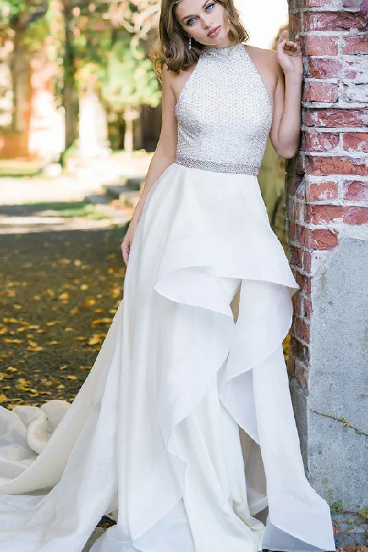 Buy Now Halter Sequins Aline Hi Lo Simple Wedding Reception Dress