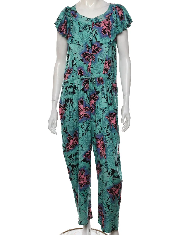 Discount Extravaganza breathable jacketLeafy Print Jumpsuit - L
