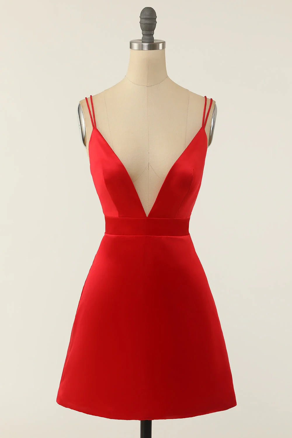 Referral Discount wrap dressSimple Satin A-Line Empire Low V-Neck Homecoming Dress