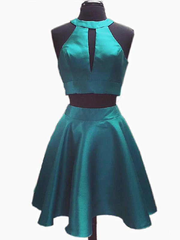 Don’t Miss Out Two Piece Homecoming Dresses Open Back Cheap Short Prom Dress Simple Party Dress JK795