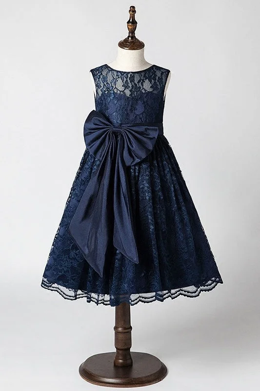 Blowout Sale winter dressLace A-Line Round Sleeveless With Bow Flower Girl Dress