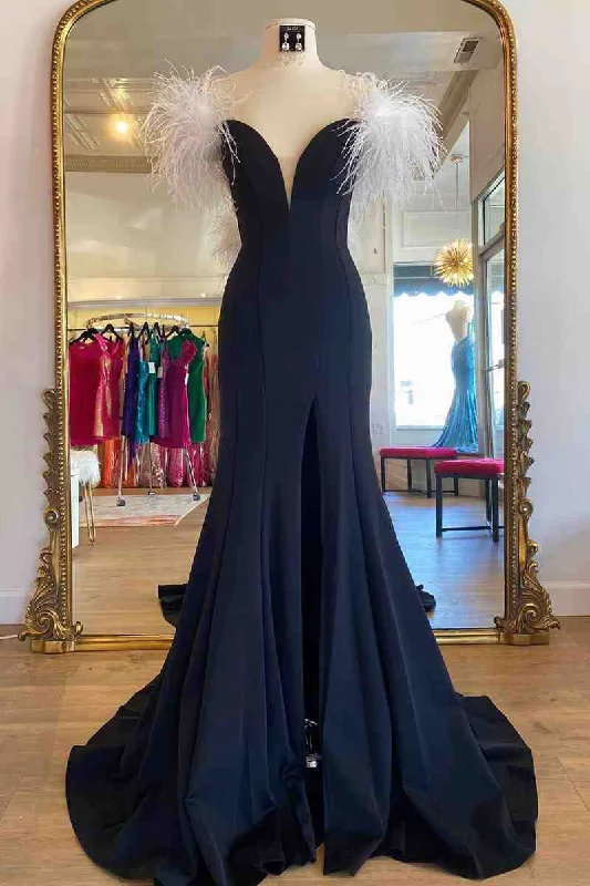 New Markdowns layered dressSatin Trumpet V-Neck Sleeveless Empire With Train Prom Dress