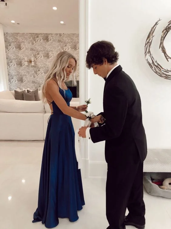 Exclusive Offers off-shoulder dressSimple Navy Blue Senior Prom Dress Classic Evening Dress Y18
