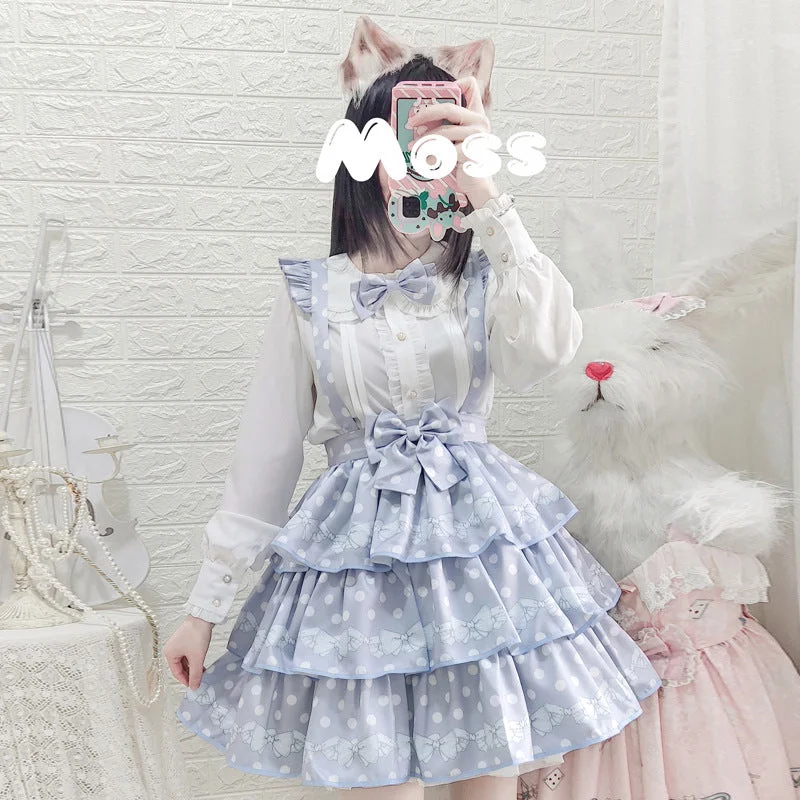 Price Slash vintage dressEieyomi~Little Hetty~Sweet Daily Polka Dot Straps Lolita Skirt