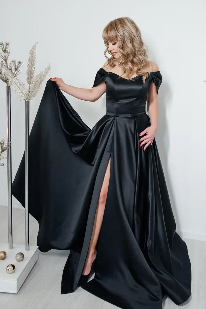 Today's Special ruched dressElegant Satin A-Line Off-Shoulder With Side Slit Bridesmaid Dress