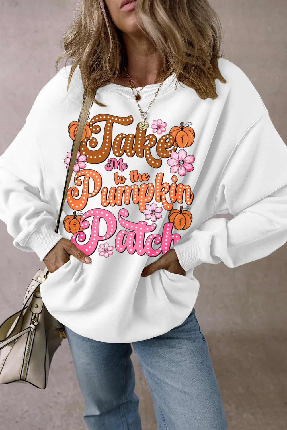Savings Bonanza casual pullover hoodietrendy fitness sweatshirtTake Me to the Pumpkin Patch Women's Graphic Long Sleeve Sweatshirt